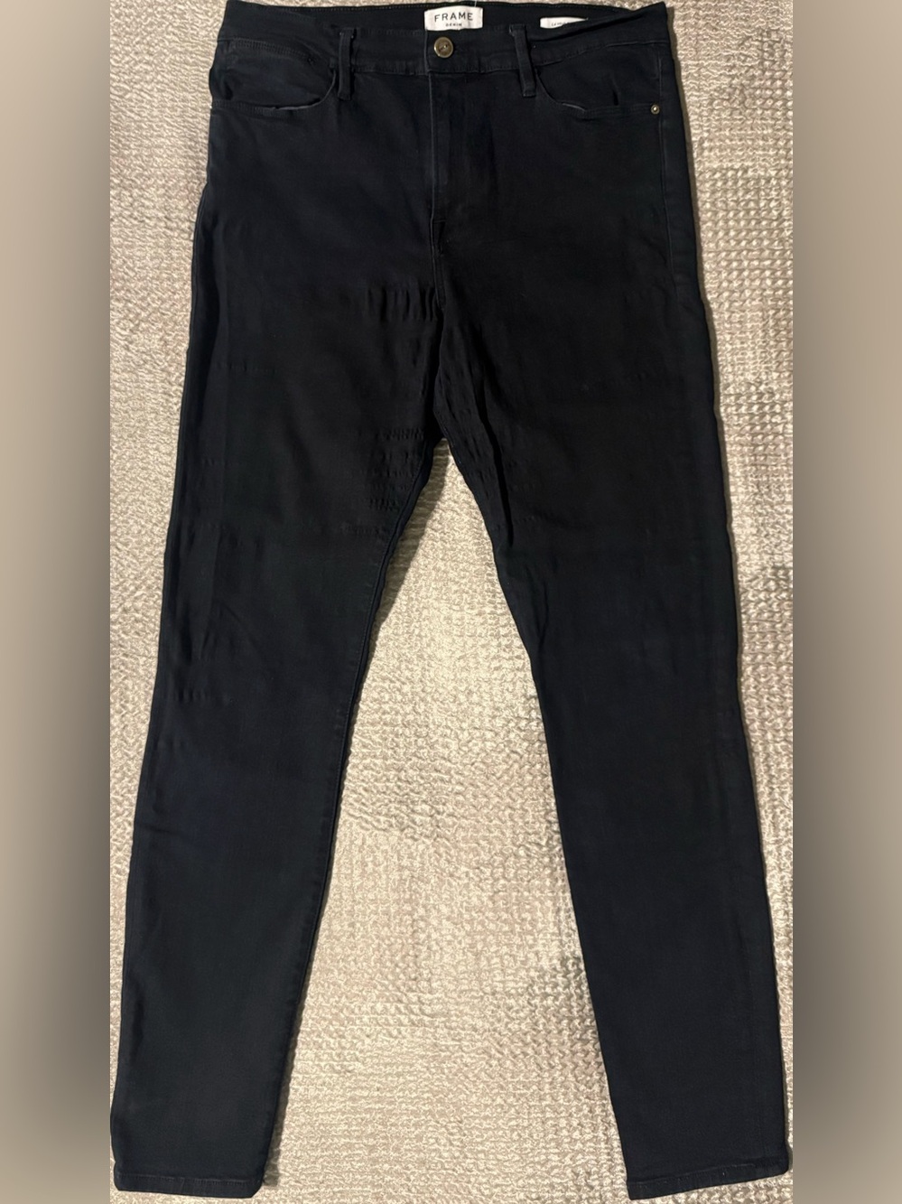 FRAME Le High Skinny Jeans Women’s 33 Film Noir Black Made USA Stretch Denim